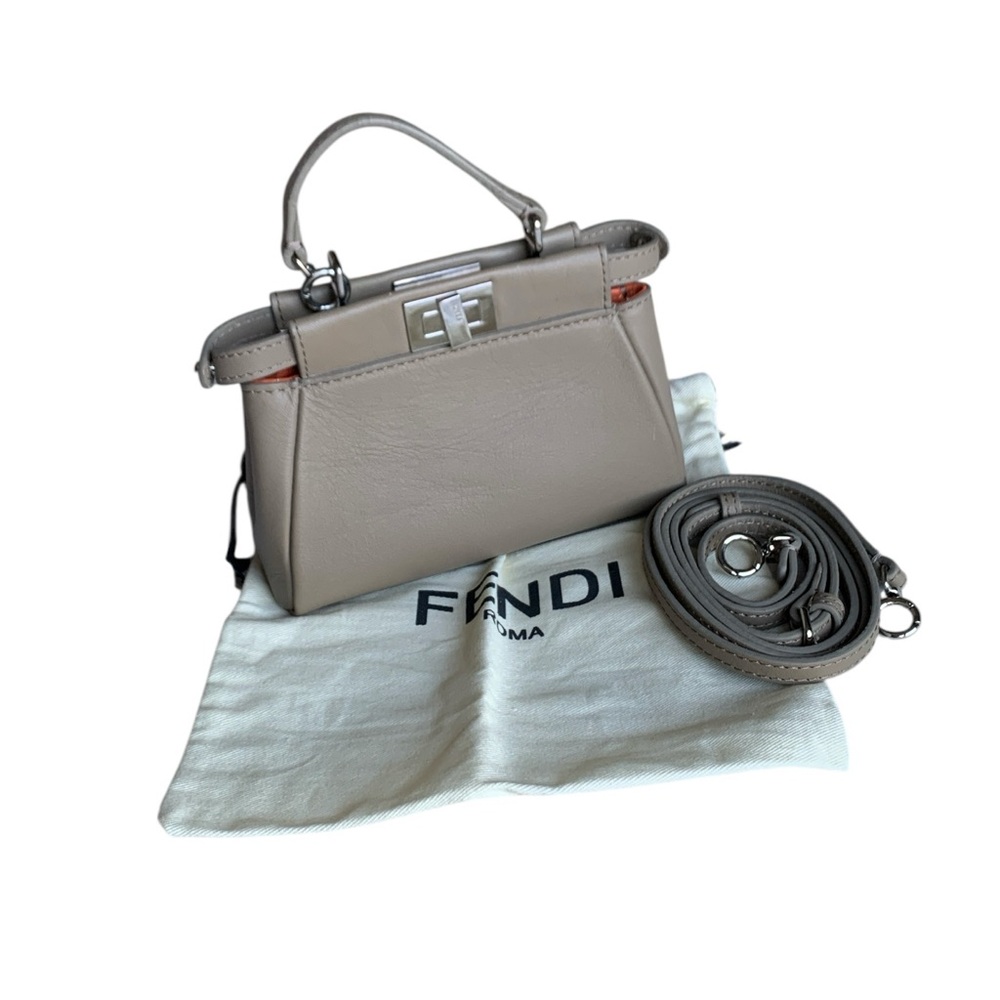 🆕 Fendi Style Nano Peekaboo Gray leather miniature bag 🆕
